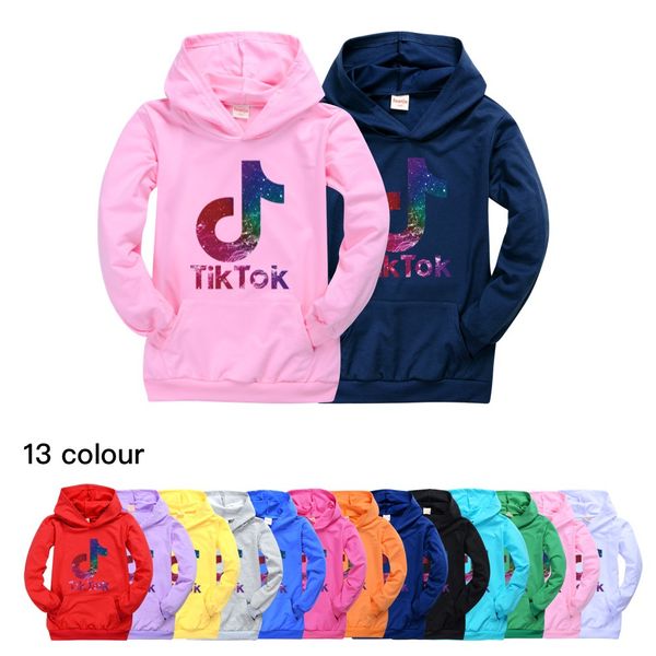 

tik tok kids long sleeve hoodies with pocket boy/girl teen kids tiktok sweatshirt jacket hooded coat cotton clothing, Black