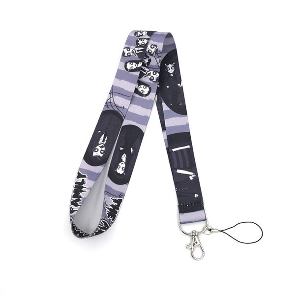 

10pcs regooly re174 addams famlily movie key keychain keyring kids necklace cartoon neck strap id badge holder lanyard present, Silver