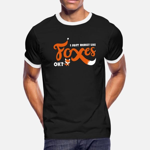 

funny fox shirt i just really like foxes ok t shirt men designs cotton o-neck normal interesting comical spring autumn formal shirt, White;black