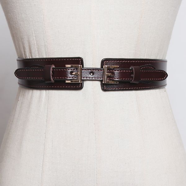 

seebeautiful новая мода 2020 осень зима металл pin пряжка упругие ткань колющие pu кожа талии печать ремни женщина tide q616, Black;brown