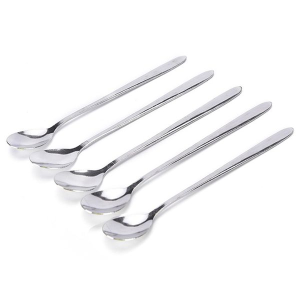 

5pcs 16cm long handle stainless steel tea coffee spoons ice cream cutlery
