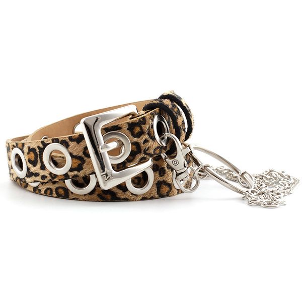 

european and american street shooting rock ring chain piercing belt femalefashionable punk-style leopard-print snake-eye corn pa, Black;brown
