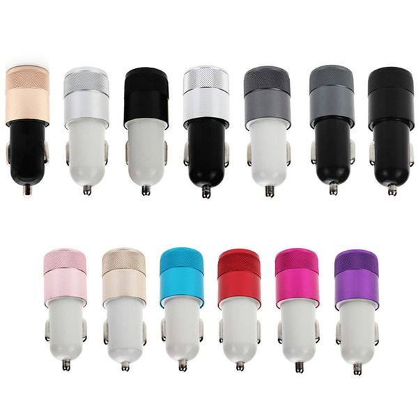

small steel gun metal car charger dual usb aluminum alloy car charger standard 2.1a dual u car charger