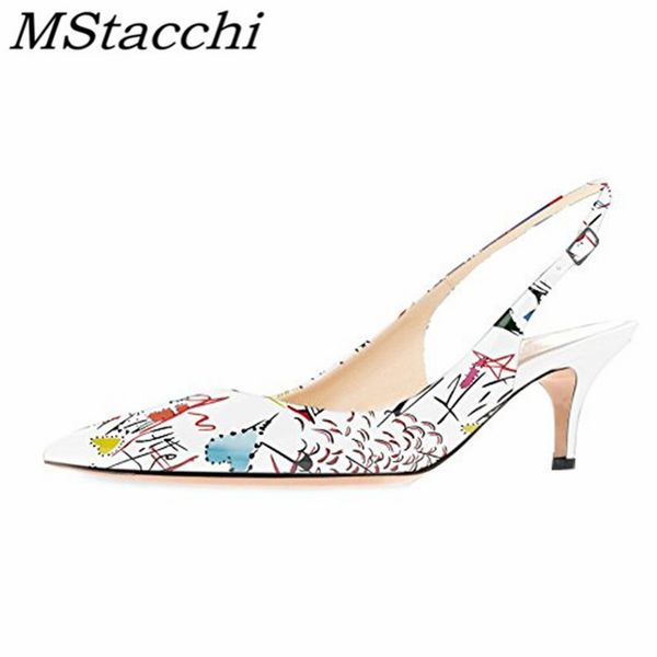 

mstacchi patent leather fashion women high heel sandals multicolor gradient large size pointed madam shoes talon femme 2020, Black