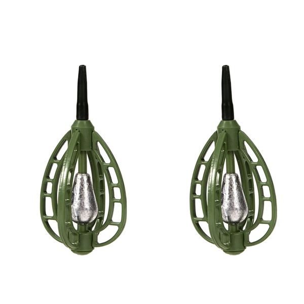 

2pcs fishing feeder lead sinker lure holder rocket bait cage green 20g
