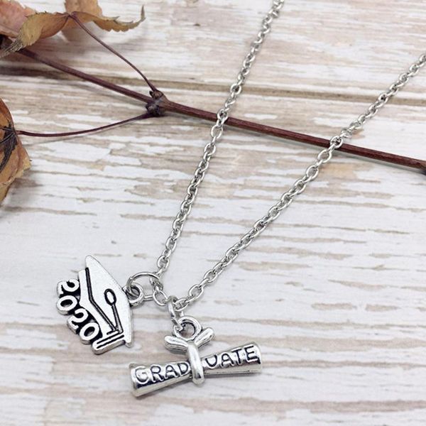 

xiannv memorial graduation necklace for women stainless steel class of 2020 school pendant necklace jewelry gifts long, Silver