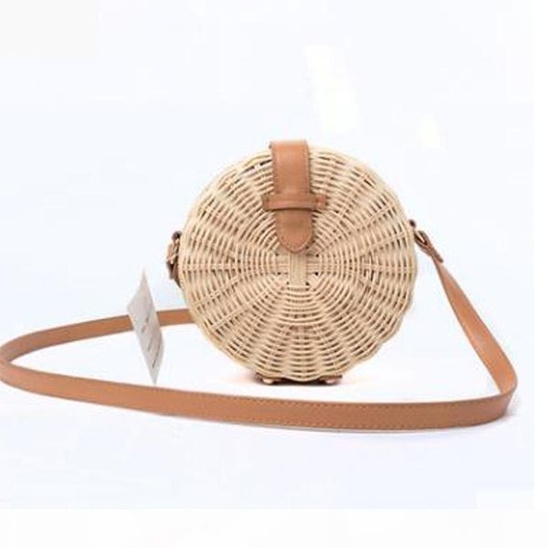 

new 2018 summer round rattan handmade bag fashion leisure straw bag high-quality weaving shoulder crossbody knitting beach bag j203
