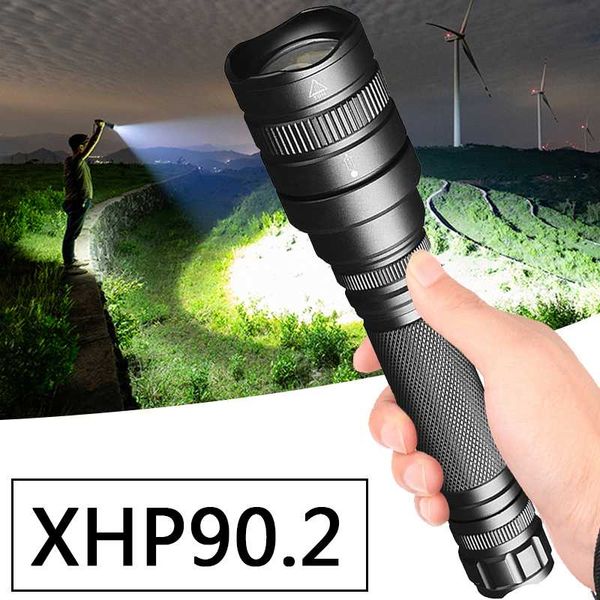 

flashlights torches xhp90.2 chip powerful led tactical waterproof torch zoom xhp70 lantern bulbs 2 pcs 18650 battery litwod adjustable