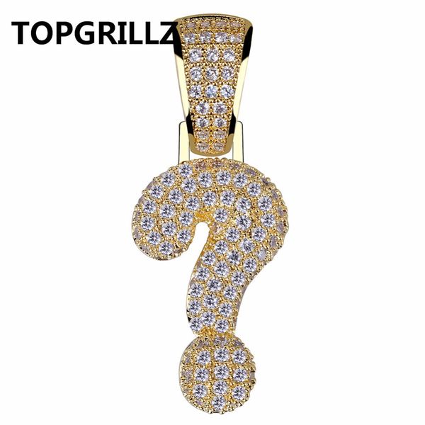 

rillz hip hop gold silver color plated iced out micro pave cubic zircon question mark pendant neckace charm for men women