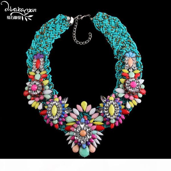 

wholesale brand design combine necklace 2916 bohemian beads chain choker necklace handmade diy flower jewelry collares mujer w72, Golden;silver