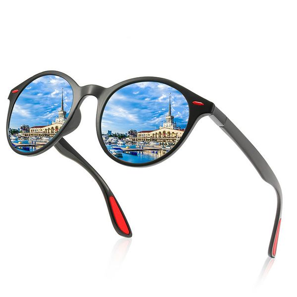 

classic retro round sunglasses for men women polarized mirror shade glasses tr90 frame eyewear retro unette soleil femm, White;black