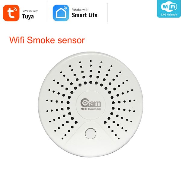 

neo coolcam смарт wifi детектор дыма сигнализации детектор датчик батарейках беспроводной smoke, Black;white