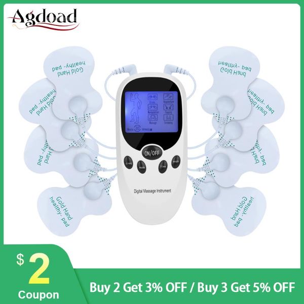 

electric massagers 6 modes dual-output muscle stimulator tens machine physiotherapy fisioterapia acupuncture massager 8 electrodes pads