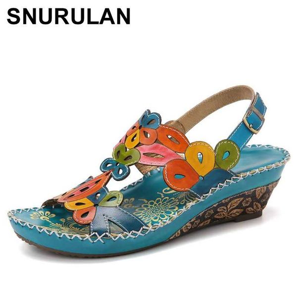 

sandals snurulan 2021 wedges casual open toe beach women ethnic wind flower retro ladies plus size, Black