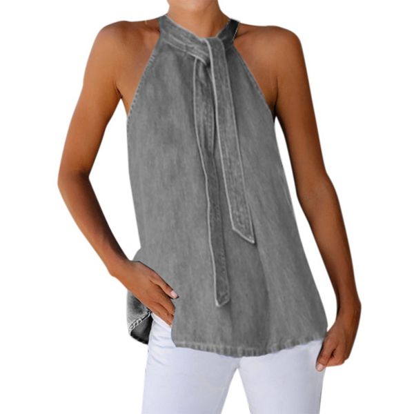 

lady halter strapless tank solid color simple sleeveless summer new women casual hanging neck vest for women, White