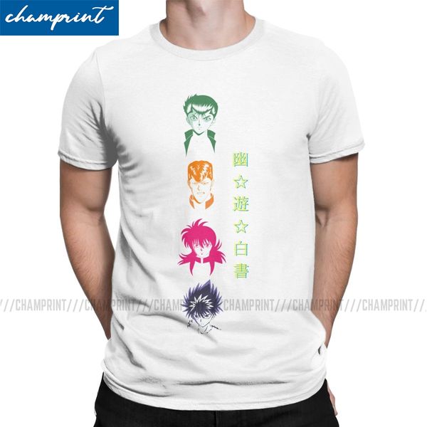 

novelty yu yu hakusho t-shirts for men round collar cotton t shirt yusuke kurama anime short sleeve tee shirt big size