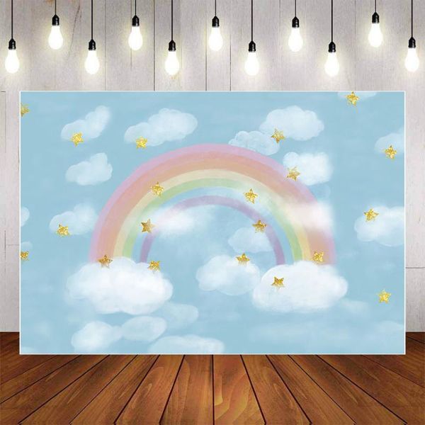 

mehofond pgraphy background baby shower white cloud rainbow star backdrop birthday party decor p studio