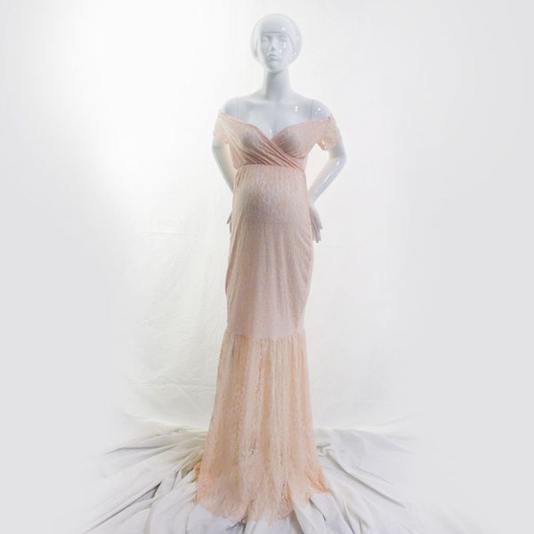 

baby shower lace dresses maternity pgraphy props long dress sweet heart pregnancy pgraphy dress clothes bodycon, White