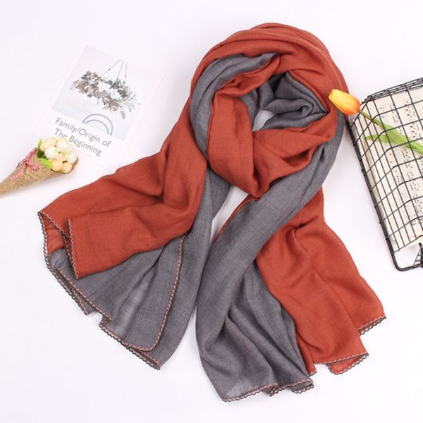 

new 195x130 cm antumn winter scarf for women warm big long cotton scarf female double colors patchwork lace scarves, Blue;gray