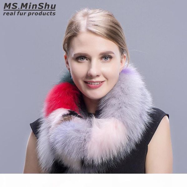 

winter fox fur neck warmer fashion colorful fox fur scarf multicolor fashion fox collar female fur scarves ms.minshu, Blue;gray