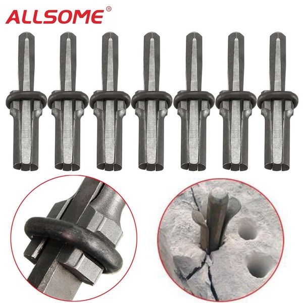 

alslome 7pcs new stone splitter 9/16" metal plug wedges and feathers shims concrete rock splitters hand tool ht2081