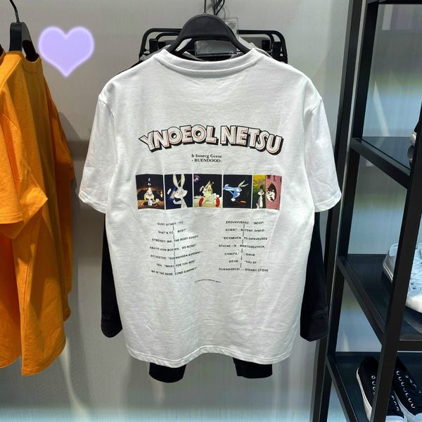 

2020 summer new mens designer t-shirt large size collar new cartoon printing casual couple short sleeve comfortable street tide brand tee #2, White;black