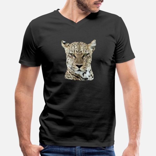 

leopard polygon africa cat bigfive t shirt men printing cotton o-neck homme cute new fashion summer style pattern shirt
