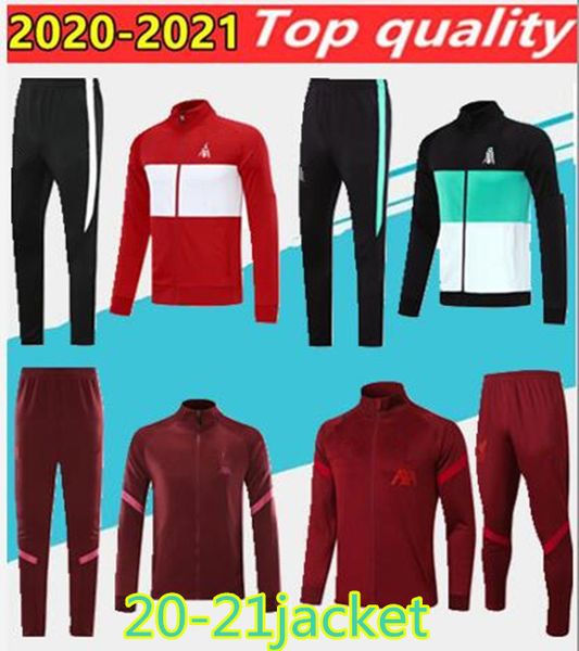 

20/21 soccer jacket set survetement 20 21 men's long sleeve zipper jacket football shirt set uniform, Black