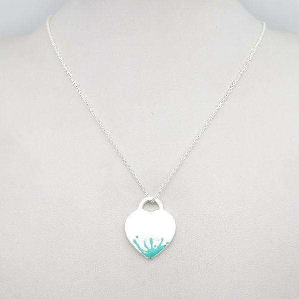 

1 1 sterling silver 925 classic fashion exclusive blue enamel water flower heart charm ladies necklace