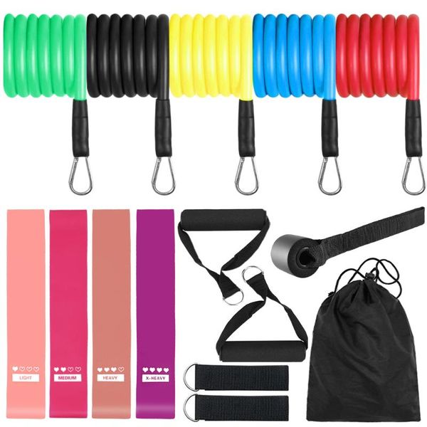 

tomshoo 15pcs/set latex resistance bands crossfit training exercise yoga tubes pull rope rubber expander elastic fitness bands