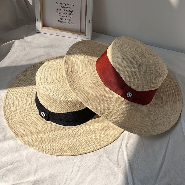 

hat female 2020 spring and summer new british retro fashion all-match flat straw hat ins celebrity inspired sunbonnet, Blue;gray
