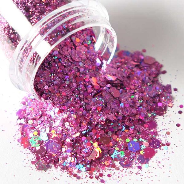 

nail glitter 10ml holographic thick art sequin laser blend flake flash 3d hexagon spangles gel polish decoration, Silver;gold
