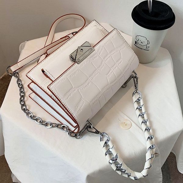 

women handbag 2020 new summer fashion crocodile pattern chain crossbody messenger bag vintage simple small square shoulder bag
