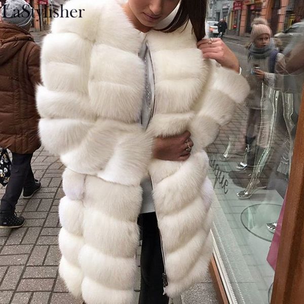 

luxuy female outerwear fake fur coat 2020 winter autumn white long fur coat women ladies jackets for women plus size 3xl new, Black