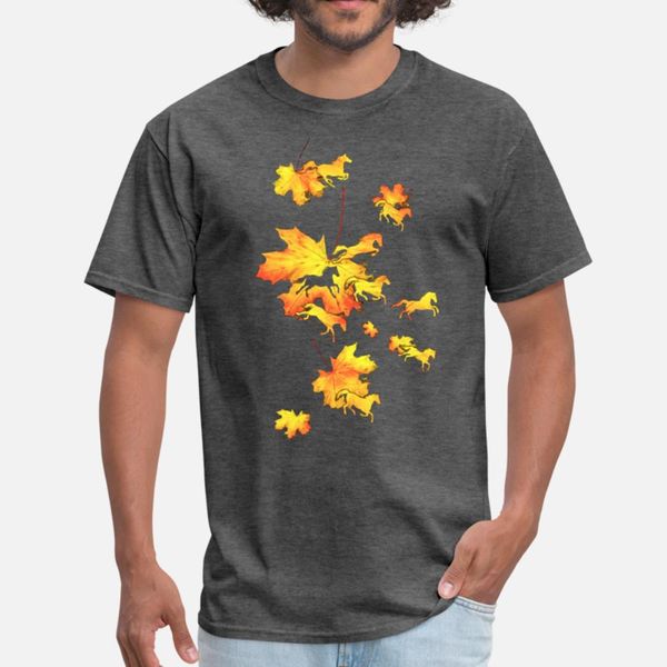 

horse autumn leaf animals romantic ride flower shi t shirt men design short sleeve plus size 3xl original anti-wrinkle building shirt