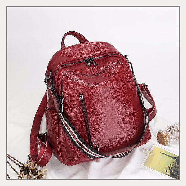 

2020 spring and summer new leather fashion full-grain leather women's bag embossed backpack shoulder bag