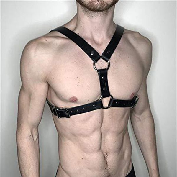 

gothic leather harness belts for men punk body belts bondage custome accessories men's chest cage clubwear garter lingerie, Black;brown