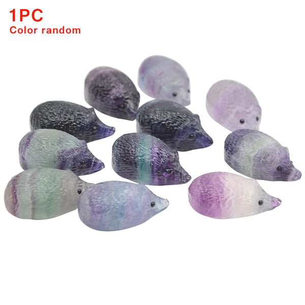 

rainbow fluorite carved ornament portable hedgehog stone office healing decor