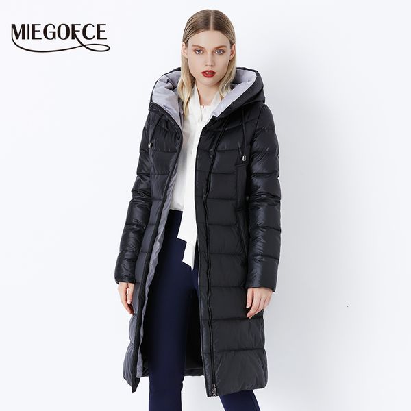 

miegofce 2020 coat jacket winter women's hooded warm parkas bio fluff parka coat hight quality female new winter collection hot, Black