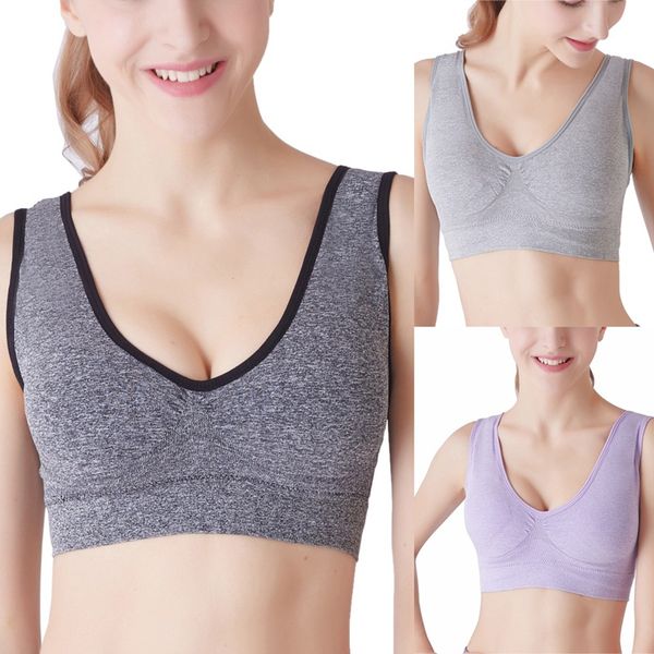 

gym clothing sports bra women wire thin large section with padded seamless push up yoga, White;black