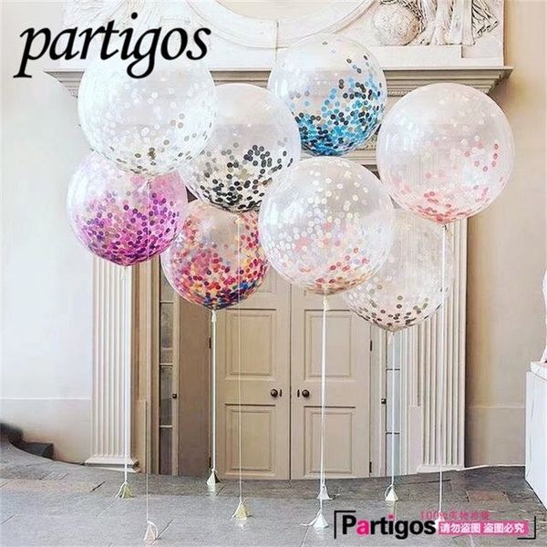 

colorful confetti balloons 1 set=36 inch giant clear balloons+10g foil confetti wedding party birthday decor suppliers air balls