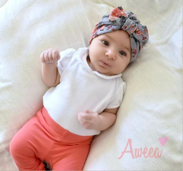 

caps new bunny ins baby hats ear europe style turban knot head wraps children big bow floral print hats infant kids india hats beanie bh63
