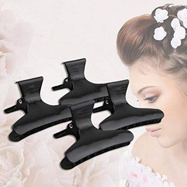 

hairdressing hairdressers hair tools butterfly hair clamps plastic claw new salon section clips clasps clamps black 12pcs, Golden;silver