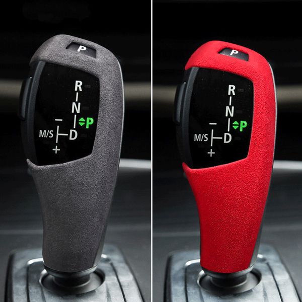 

alcantara suede wrapping protective cover abs gear shift knob trim cover car interior sticker for bmw e60 e70 e71 x5 x6 5 series