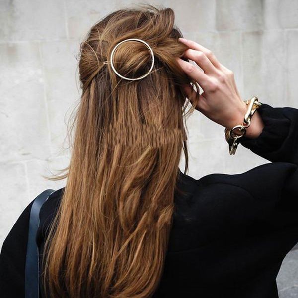 

big simple wind korean version of the wild geometric circle hairpin word side folder folder headdress wholesale ing, Golden;silver