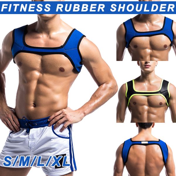 

back support men shoulder harness sport fitness training neoprene protectors n66, Black;blue