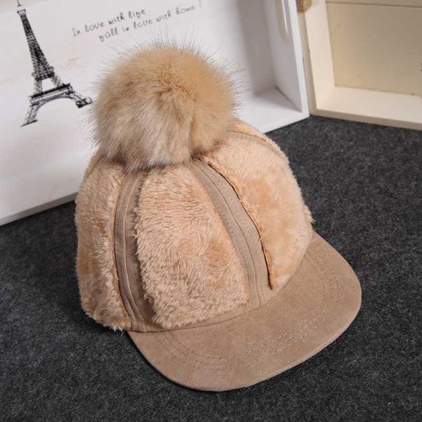 

children's autumn and winter hats korean thickened warm boys and girls cap, Yellow