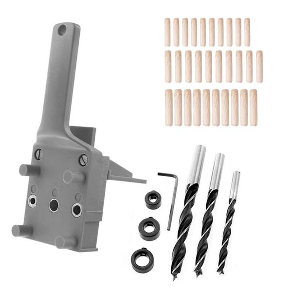 

professional hand tool sets 38pcs/set woodworking hole locator drill guide set quick wood doweling jig handheld 6/8/10mm bit puncher