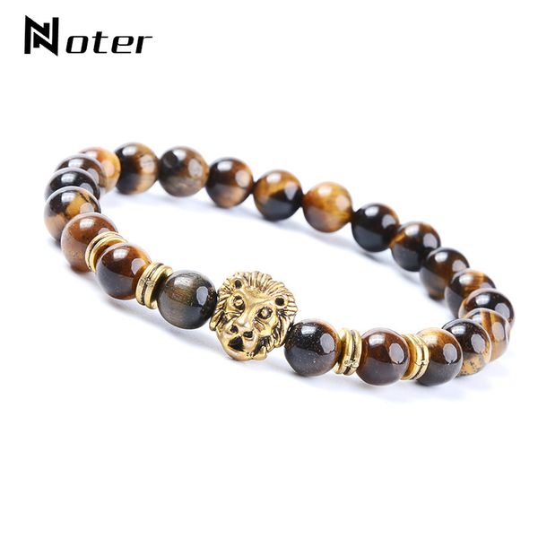 

noter antique lion bracelet male charm 8mm tiger eye braslet for homme camping jewelry natural stone beaded braclet pulseira, Red;blue