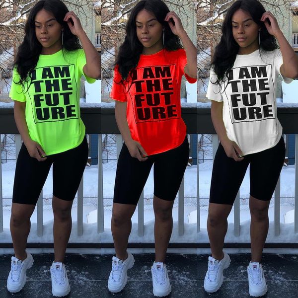 

print tshirts summer solid color breathable short sleeve womens clothing casual crew neck ladies tees womens designer letter, White